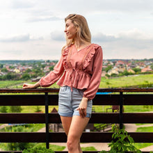 Load image into Gallery viewer, V-Neck Ruffle Blouse

