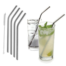 Load image into Gallery viewer, 5-Pack: Stainless Steel Bend Or Straight Drinking Straws
