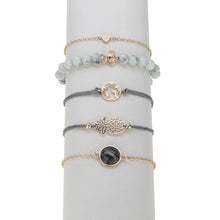 Load image into Gallery viewer, 5-Piece Set: Pineapple Express Black Marble Bracelet Set
