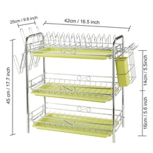 Load image into Gallery viewer, 3 Tier Dish Drying Rack Drainer Kitchen Storage Board Cutlery Cup Shelf
