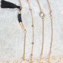 Load image into Gallery viewer, 5-Piece: Black Tassel Pav&#39;e Bracelet Set
