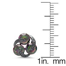 Load image into Gallery viewer, Ladies Black Ip Brass Rainbow Simulated Diamond Cluster Stud Earrings
