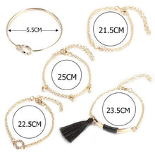 Load image into Gallery viewer, 5-Piece: Black Tassel Pav&#39;e Bracelet Set
