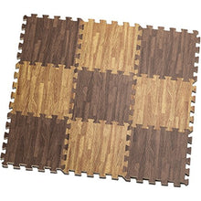 Load image into Gallery viewer, 9-Piece Set: HemingWeigh Printed Wood Grain Interlocking Foam Floor Puzzle Mats
