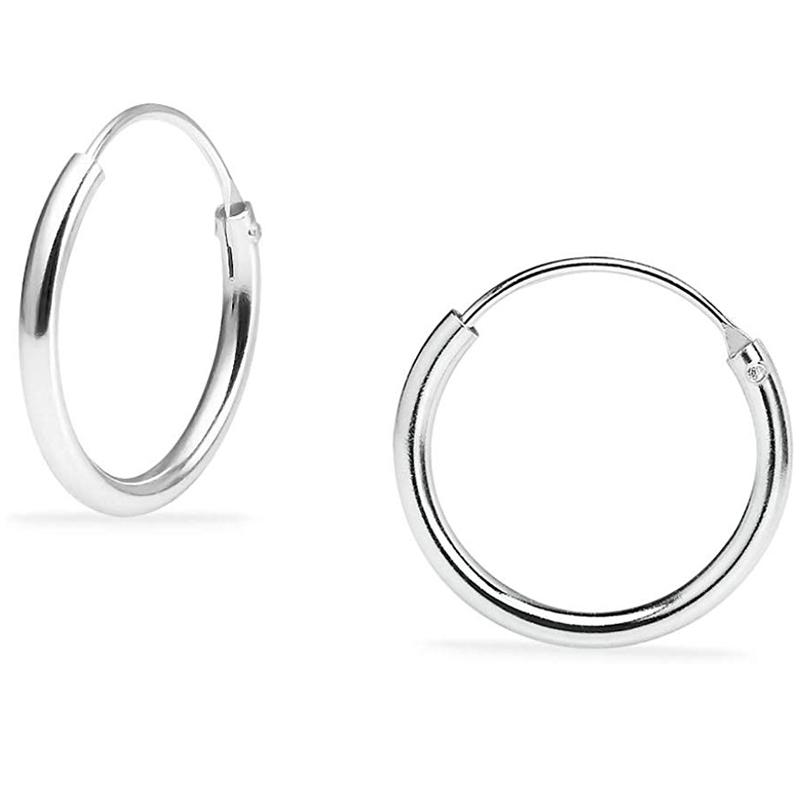 925 Solid Sterling Silver Endless Hoop Earrings - Assorted Sizes