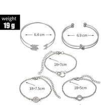 Load image into Gallery viewer, 5-Piece Set: Pav&#39;e Loveknot Bracelet Silver Set
