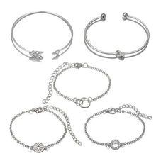 Load image into Gallery viewer, 5-Piece Set: Pav&#39;e Loveknot Bracelet Silver Set
