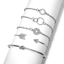 Load image into Gallery viewer, 5-Piece Set: Pav&#39;e Loveknot Bracelet Silver Set
