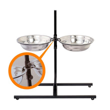 Load image into Gallery viewer, Adjustable Metal Pet Dog Feeder Bowls Elevated Stainless Steel Double Bowl Dish
