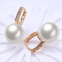 Load image into Gallery viewer, Freshwater Pearl Swarovski Elements Pav'e Clip On Earrings in 14K Gold Plating
