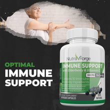 Load image into Gallery viewer, Immune Support Supplement with Elderberry, Vitamin C, Echinacea, Zinc, Garlic, Turmeric 1600mg NON GMO, GMP
