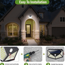 Load image into Gallery viewer, 3-Pack: 100-LED Solar Powered Motion Sensor Lights With 270° Wide Angle
