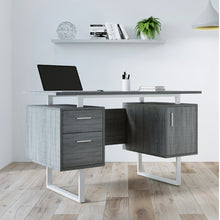 Load image into Gallery viewer, Modern Gray Office Desk with Storage
