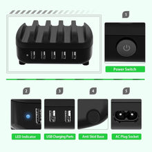 Load image into Gallery viewer, NTONPOWER Smartphone Charging Station 5 USB Ports Dock &amp; Organizer
