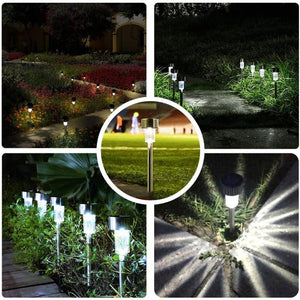 12-Pack: Stainless Steel Solar Powered Pathway Garden Light